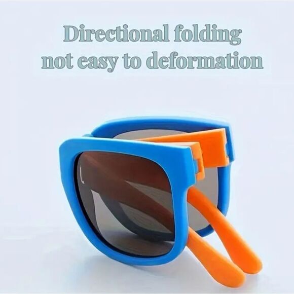 Unisex folding color block sunglassess - Picture 2 of 6